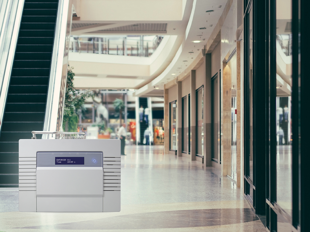 interior of modern shopping mall building. Shallow DOF