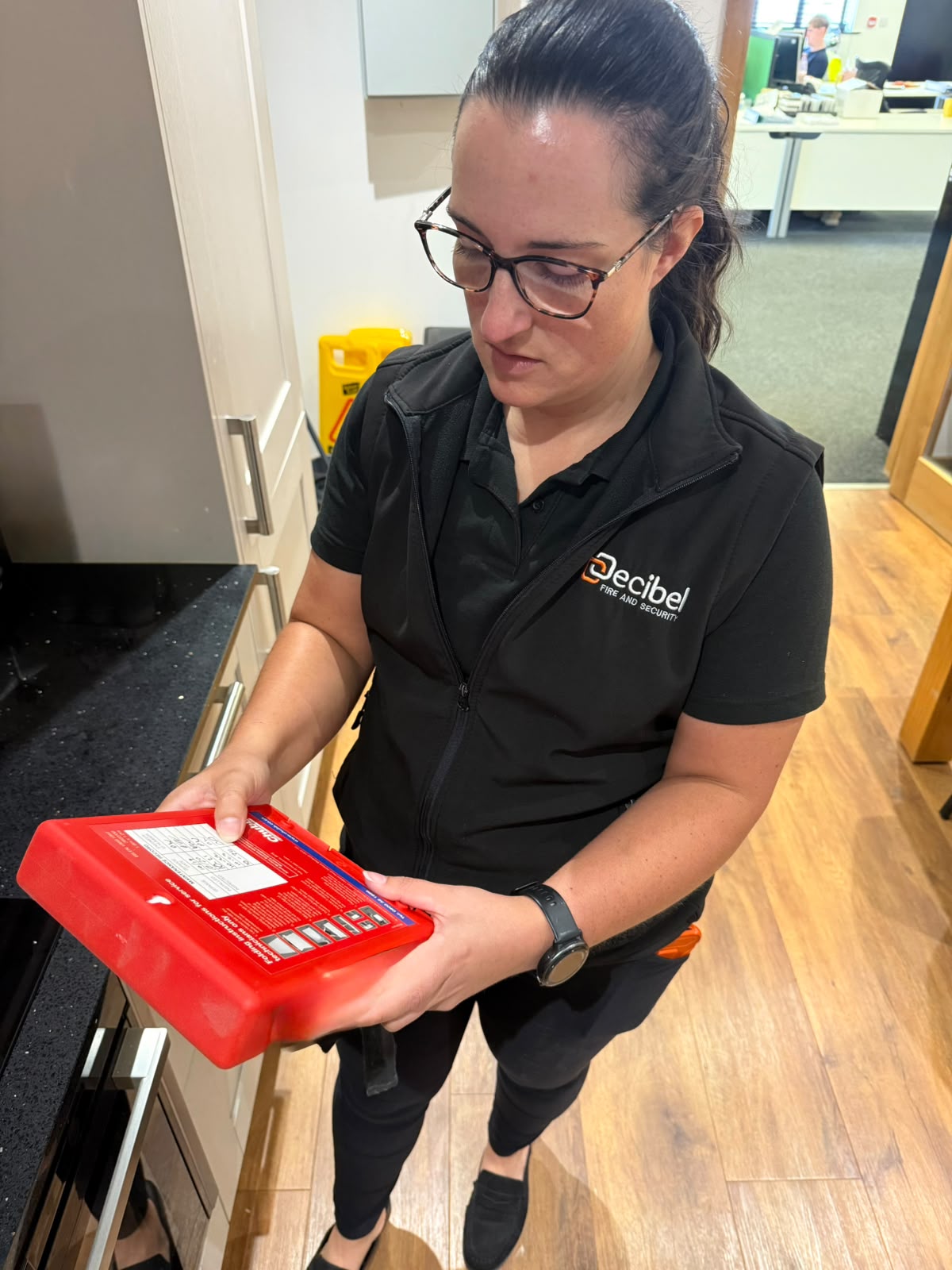 Fire assessment inspecting a fire blanket